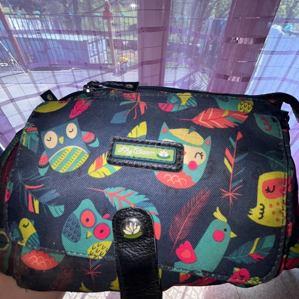 Lesportsac Black Bag with Colorful Bird Print